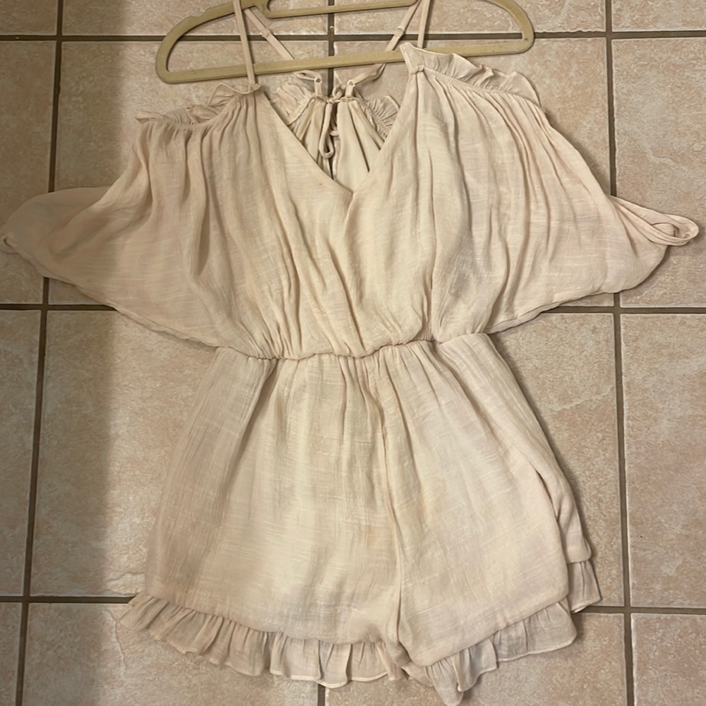 Tan ruffle romper